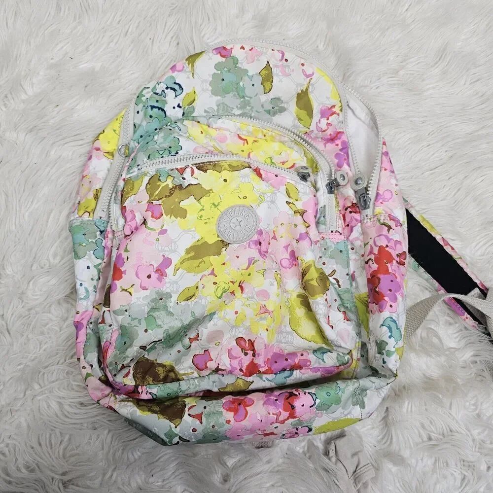 Kipling Seoul Floral Print 15" Backpack Laptop Clas Mulitcolor